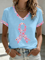 Women'S Breast Cancer Awareness Printed Casual T-Shirt