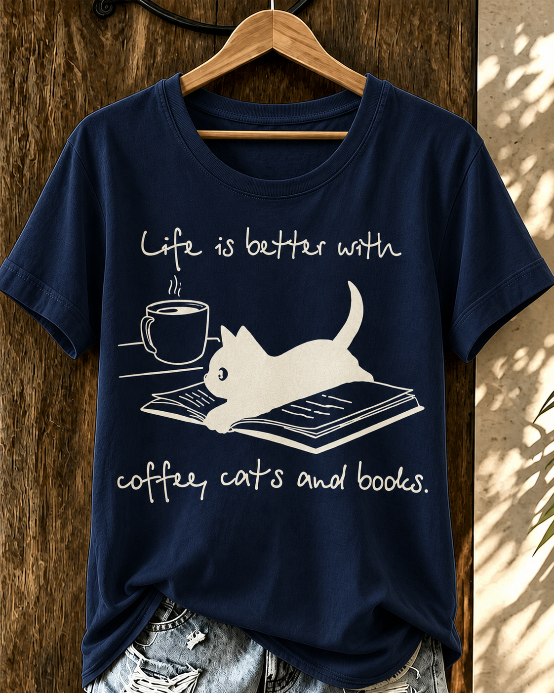 Women'S Clothing Cife Is Better With Coffee Cats And Bodies Printed T-Shirt