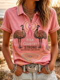Women's Australia Pink Art Breast Cancer Awareness Printed Casual Tops