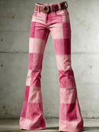 Women's Retro Daily Art Plaid Flared Pants