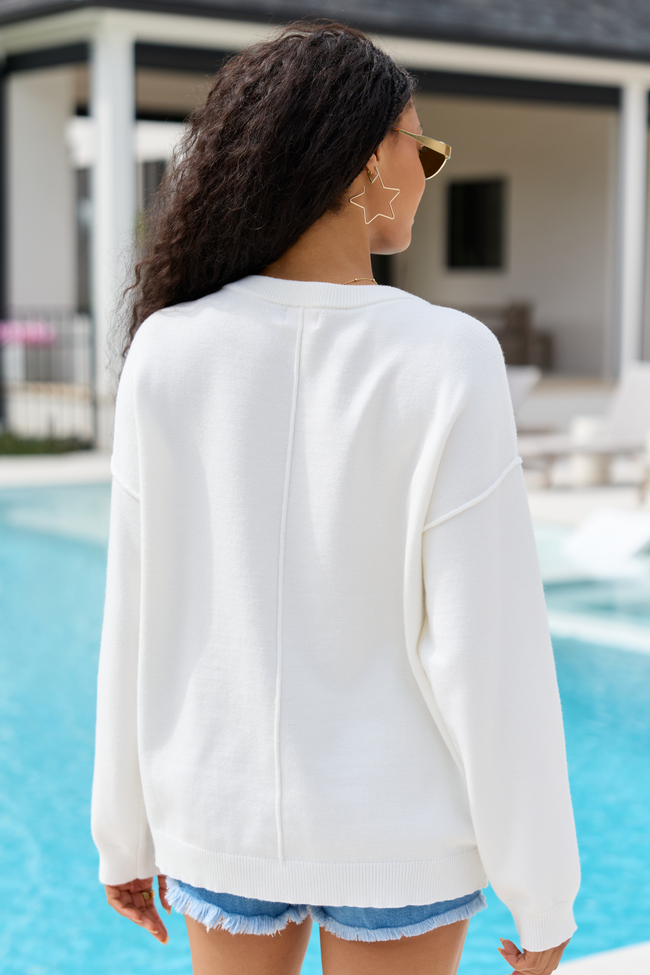 Home Of The Free Ivory Textured Flag Sweater FINAL SALE