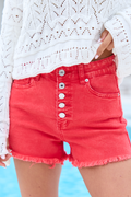 My Favorite Stretchy Red Acid Wash Button Fly Shorts FINAL SALE