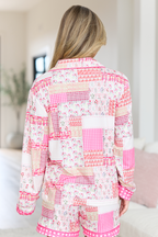Cozy Crush Long Sleeve Pajama Top - Patchwork Pop Pink FINAL SALE