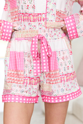 Cozy Crush Pajama Shorts - Patchwork Pop Pink FINAL SALE