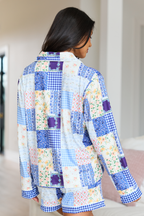 Cozy Crush Long Sleeve Pajama Top - Patchwork Pop Blue FINAL SALE