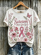 Women's Retro Breast Cancer Print T-shirt