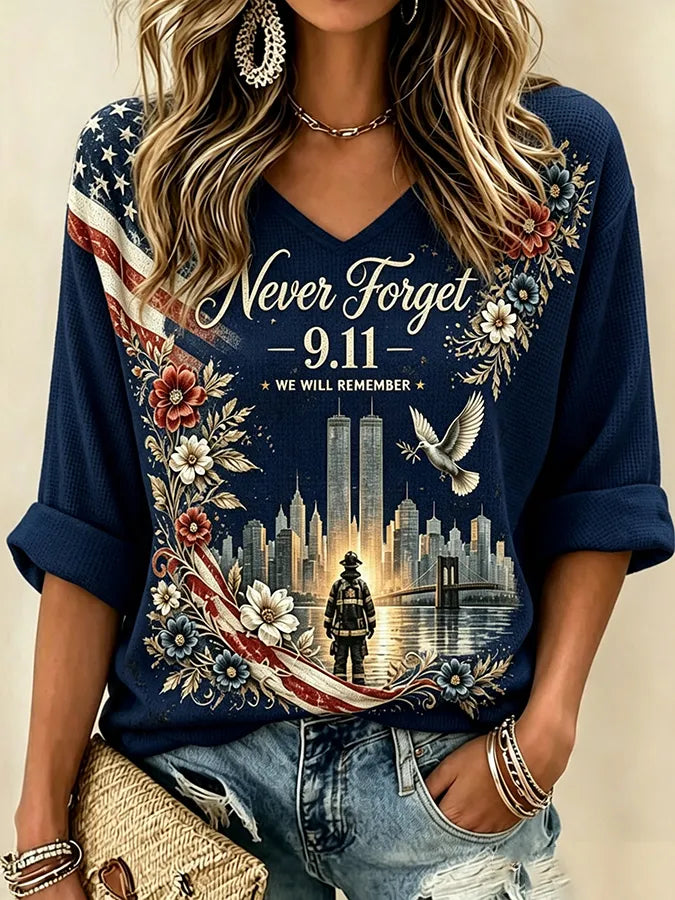 🕯️Women's Never Forget September 11 Print T-Shirt
