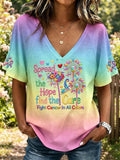 Women's Breast Cancer Awareness Print Casual T-shirt