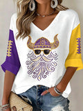 Women'S Football Print Waffle  Top