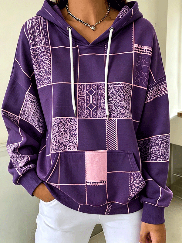 Women's Vintage Hoodie Geometric Hoodie