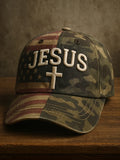 Faith Vintage American Flag Print Casual Hat