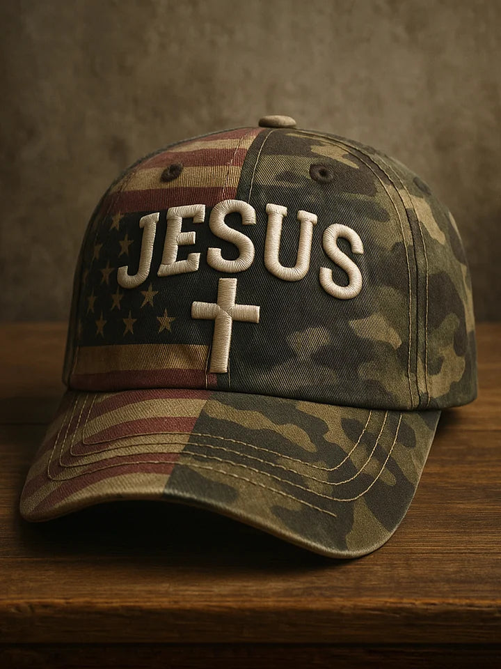 Faith Vintage American Flag Print Casual Hat