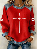Women'S Dog Paw Printed Casual Sweatshirt