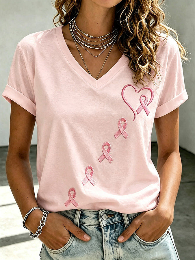 Women'S Breast Cancer Belief Printed T-Shirt