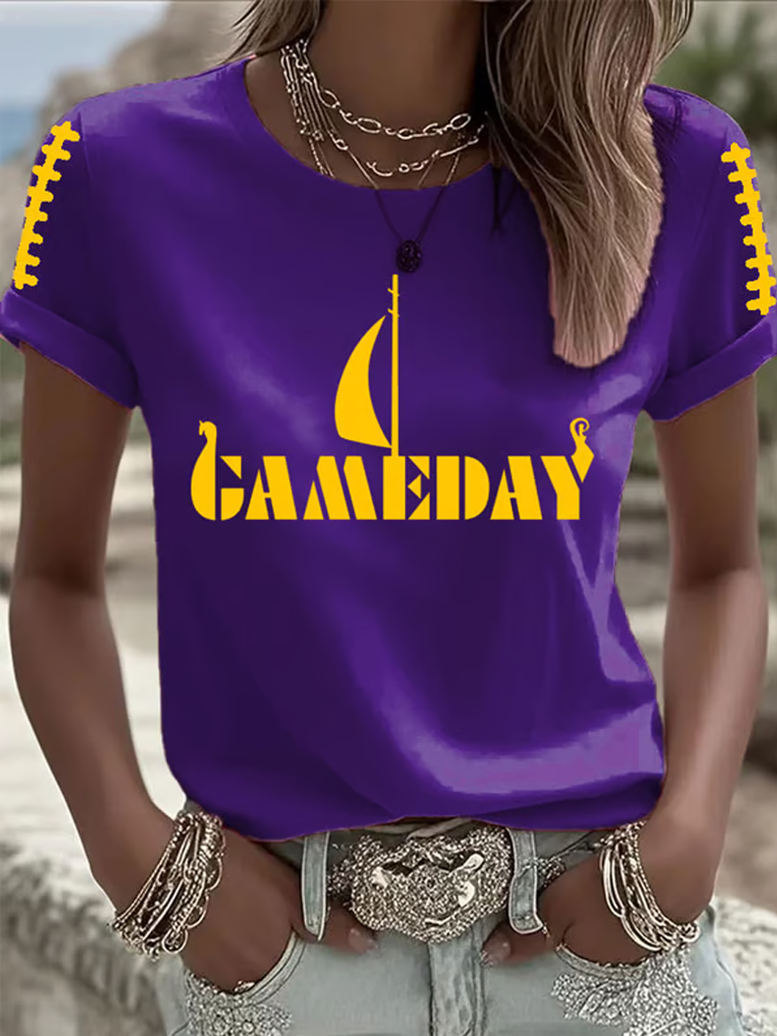 Women'S Football Print Short-Sleeve T-Shirt