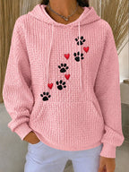 Women'S Dog Paw Heart Printed Hoodie
