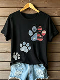 Women'S Paw Print Casual T-Shirt