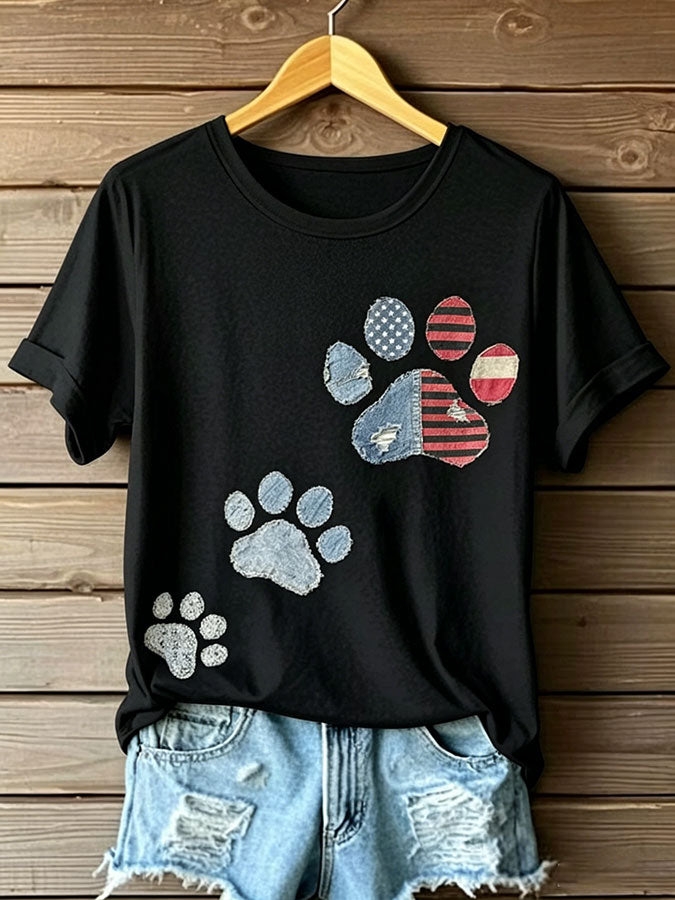 Women'S Paw Print Casual T-Shirt