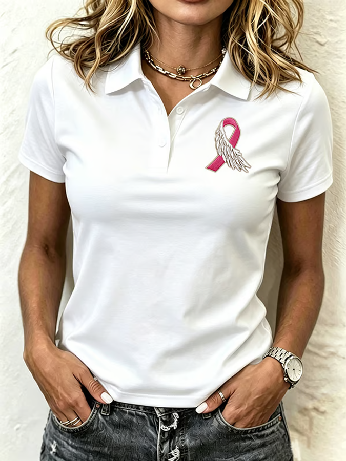 Women'S Breast Cancer Slogan Polo Shirt