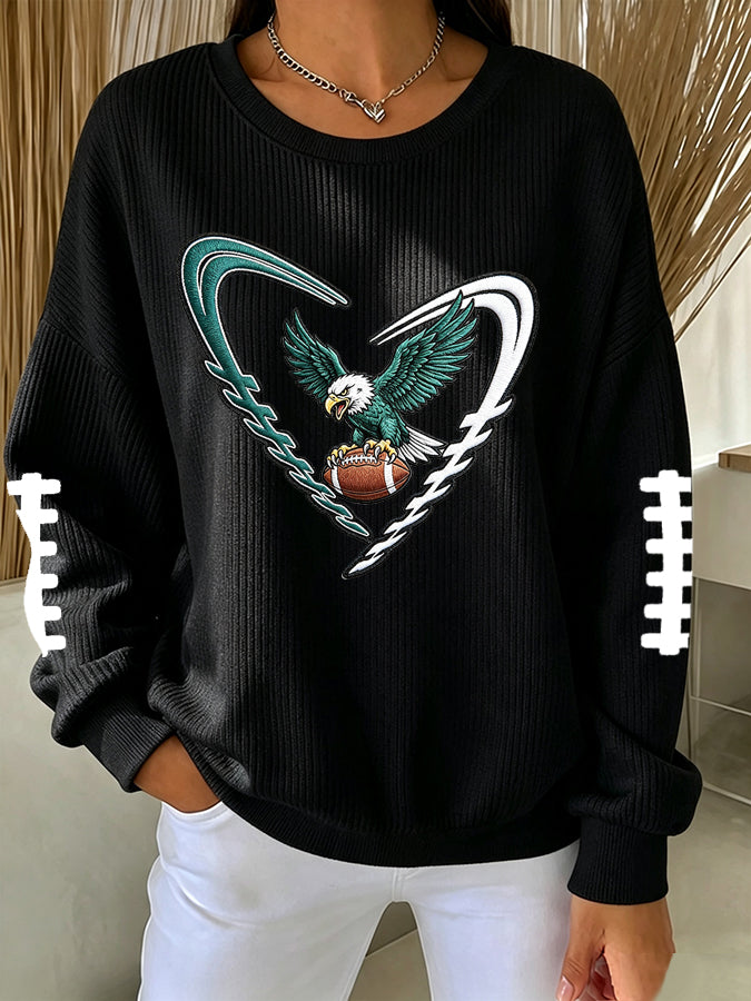 Women'S Football Print Casual Sweatshirt