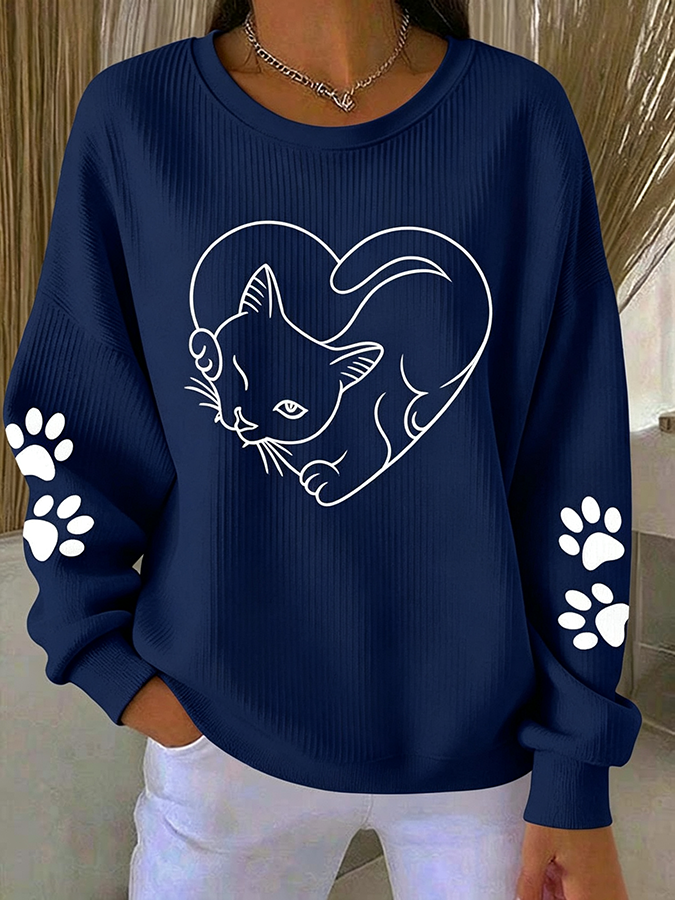 Women'S Cute Cat Printed Casual Sportswear