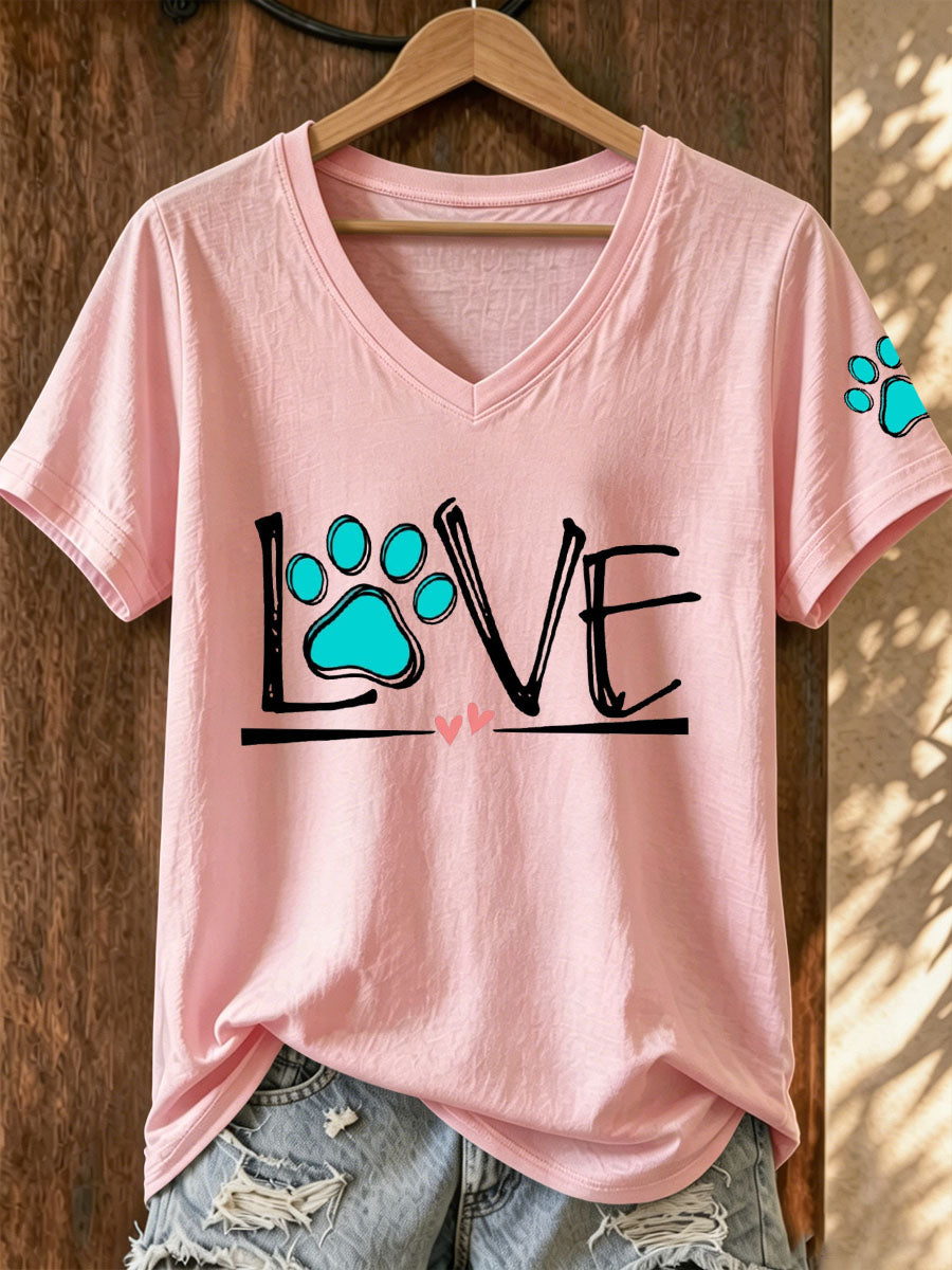 Women's Dog Paw Print T-shirt