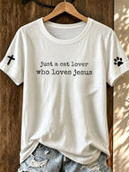 Women's Love Cat Jesus Printed Casual T-shirt