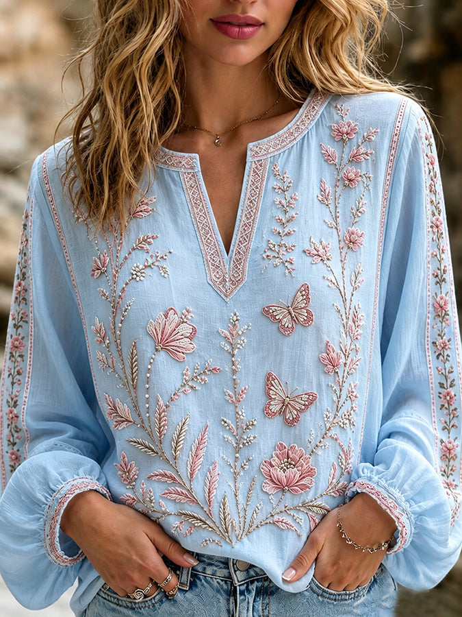 Women'S Floral Art Printed Casual Top