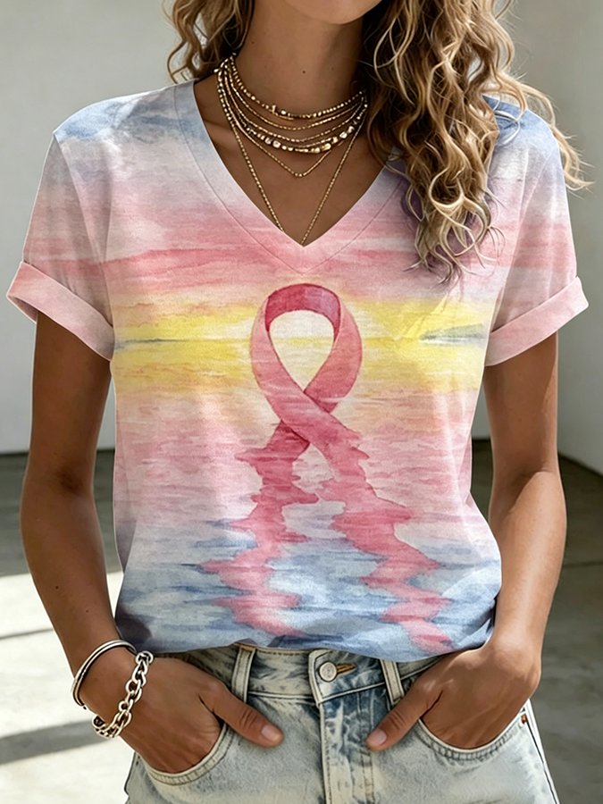 Women'S Pink Art Casual T-Shirt