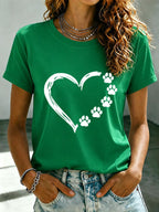 Women's Paw Heart Print T-shirt