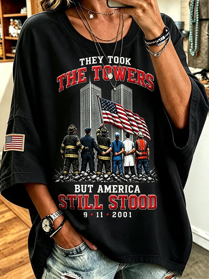 Women's  Retro 9.11 Never Forget Print Top