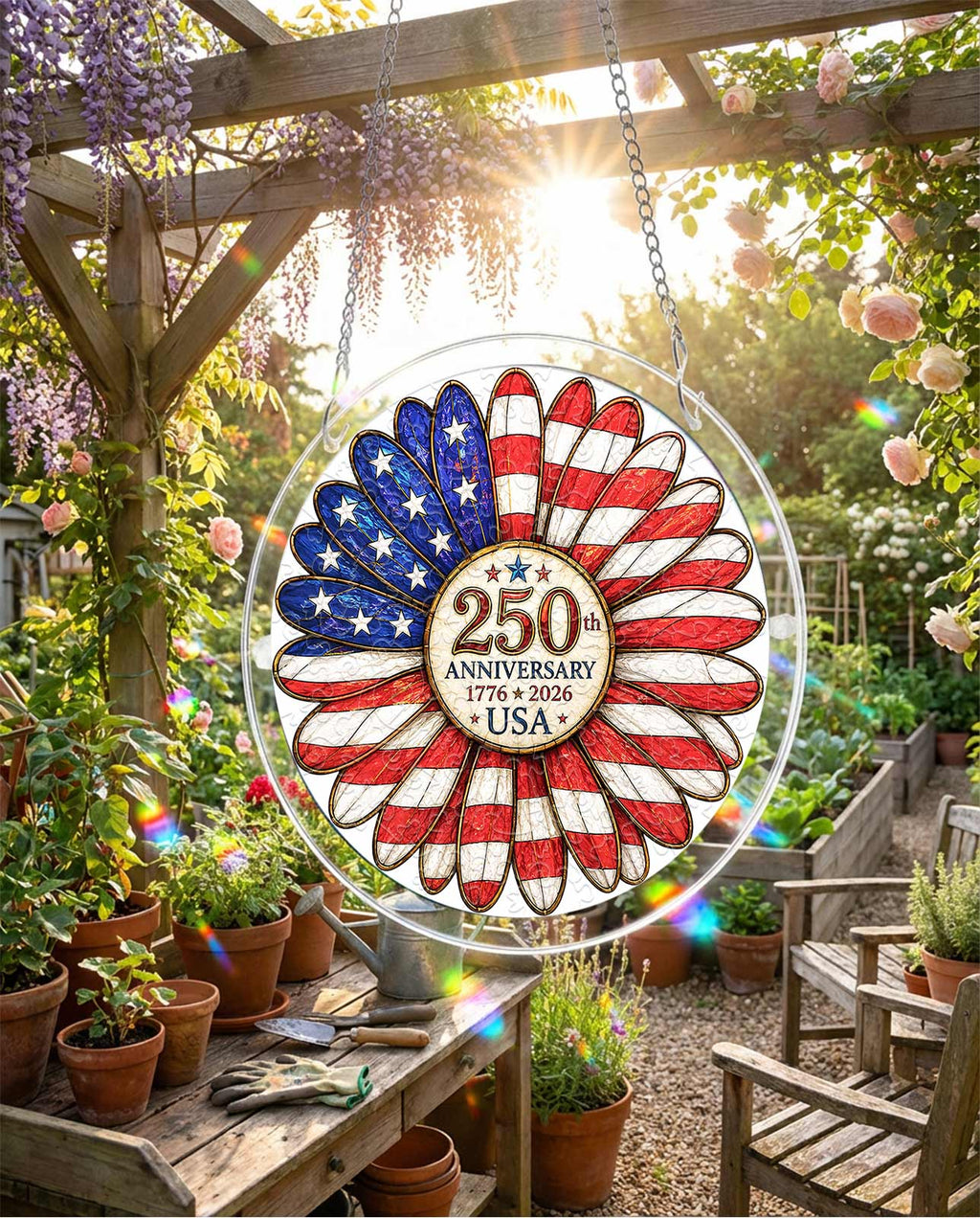 Acrylic Jigsaw Puzzle Suncatcher - Flag Flower