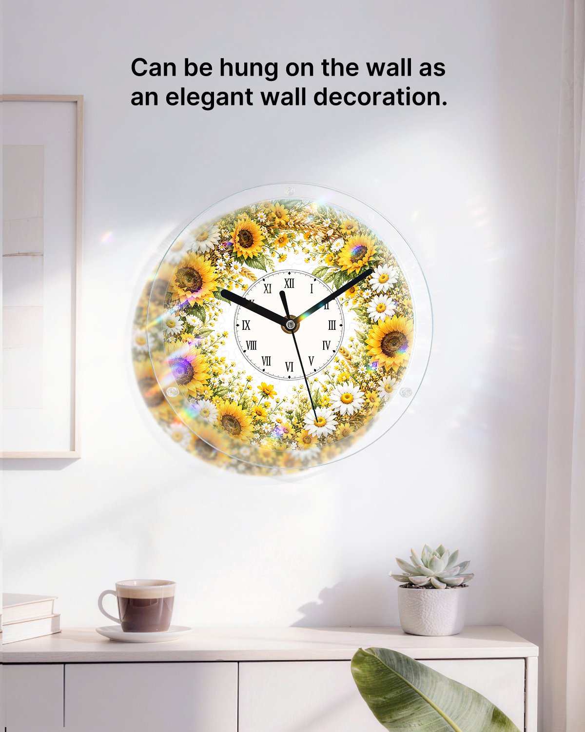 DIY Acrylic Puzzle Clock Kit - Golden Sunflower Field