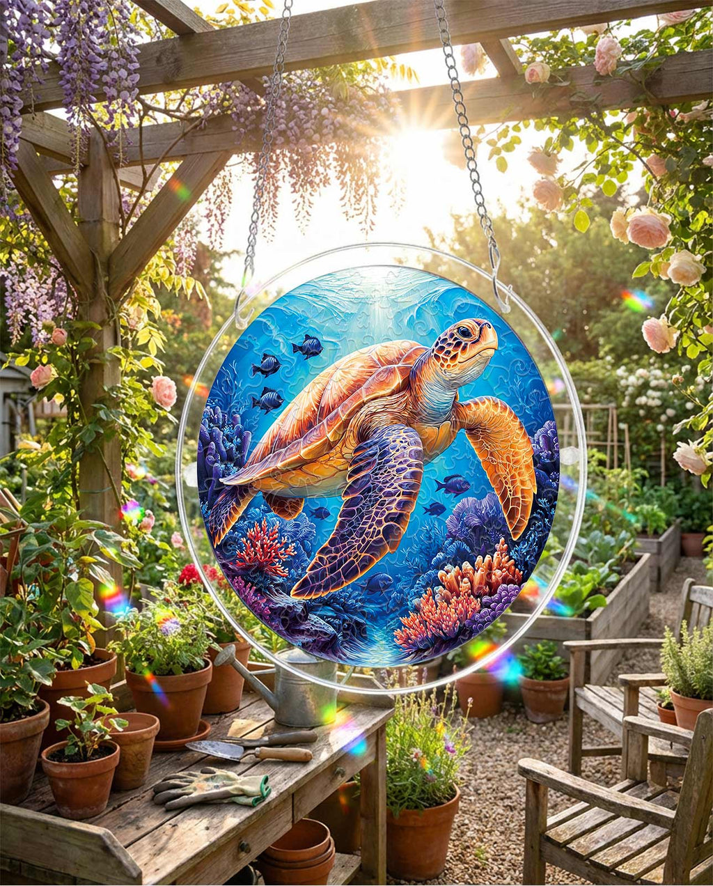 Acrylic Jigsaw Puzzle Suncatcher - Starsea Turtle