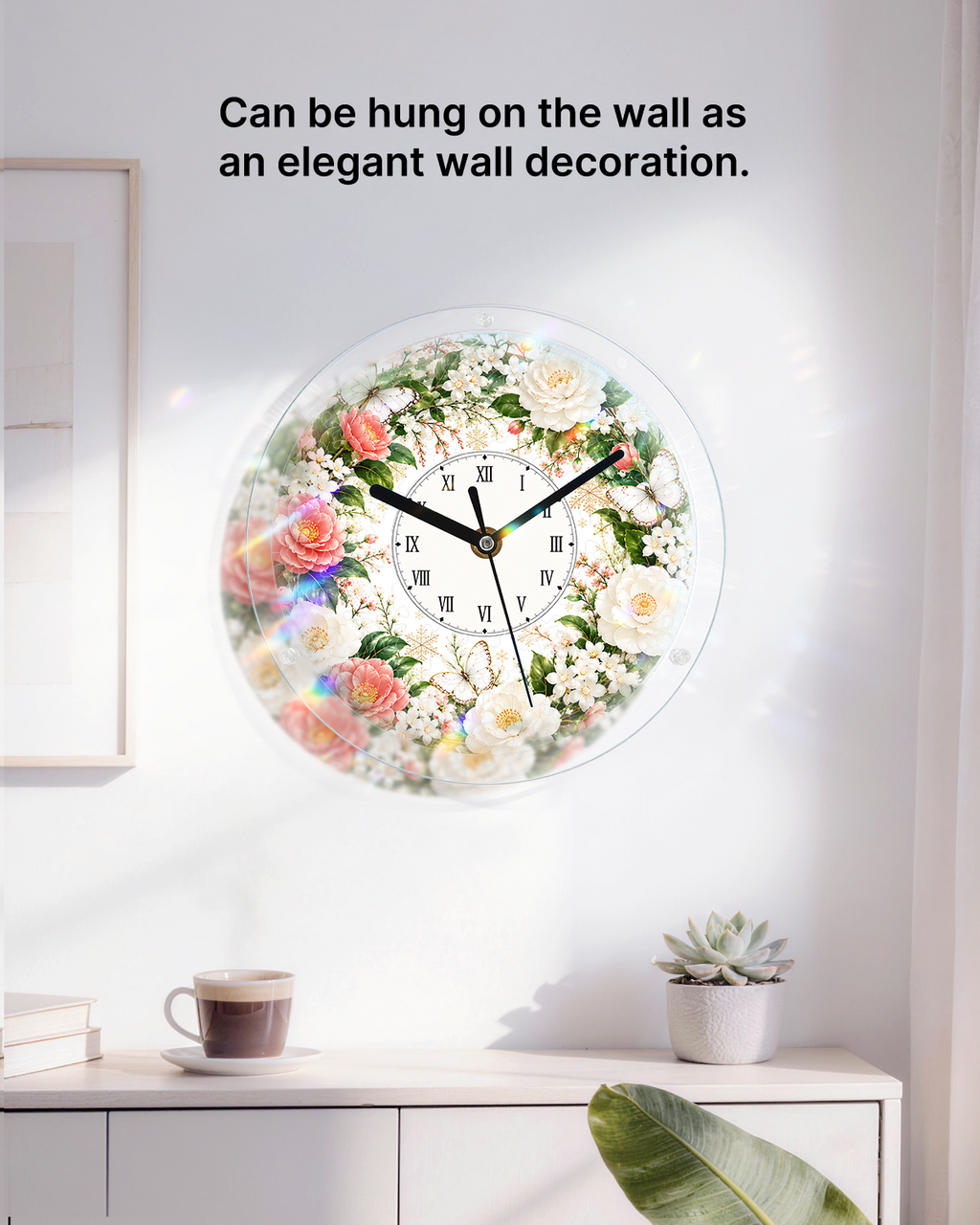 DIY Acrylic Puzzle Clock Kit - Pink White Roses