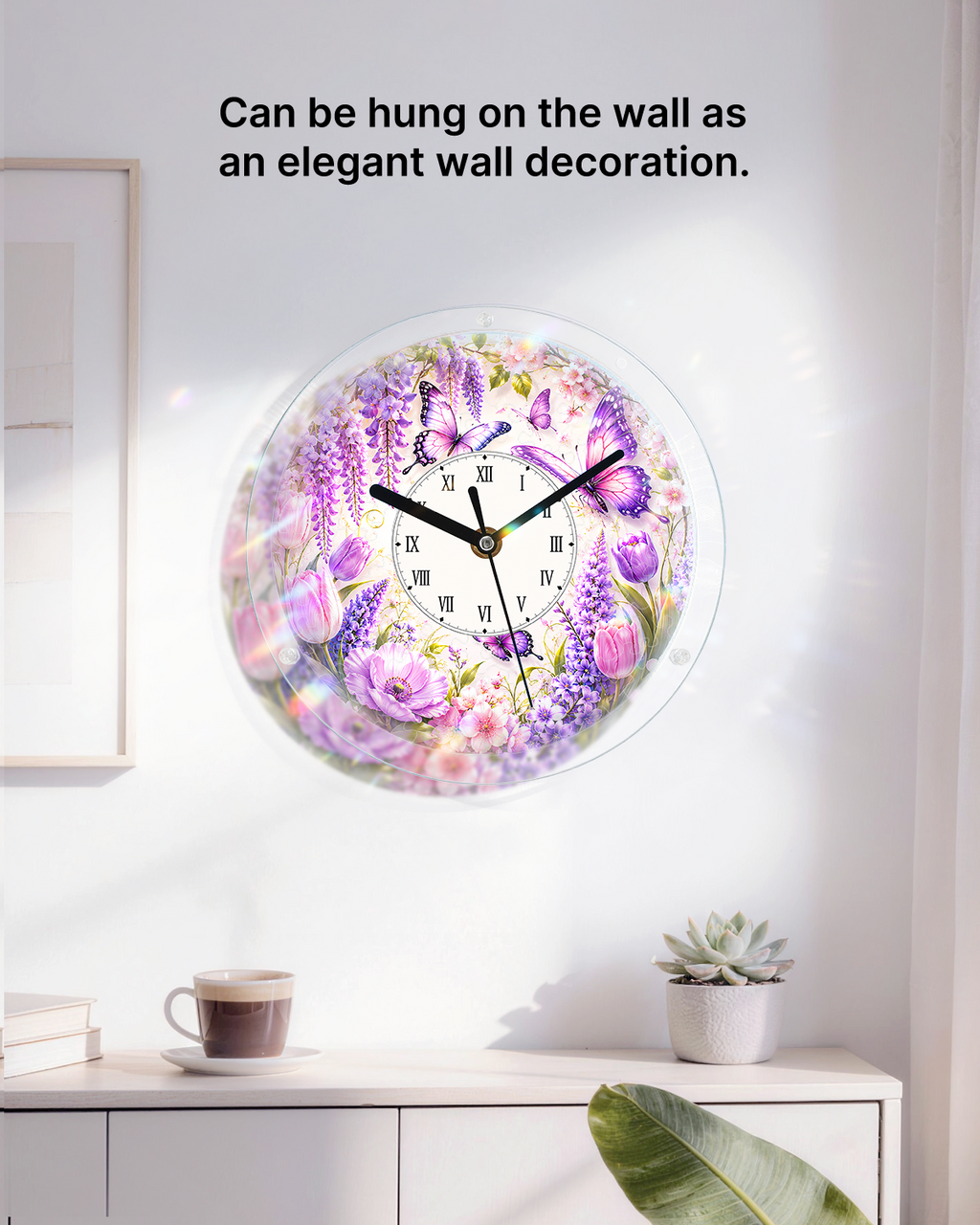DIY Acrylic Puzzle Clock Kit - Purple Wisteria Butterflies