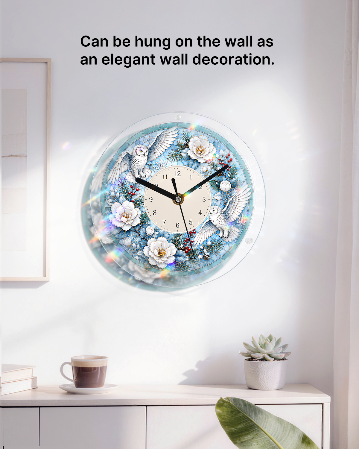 DIY Acrylic Puzzle Clock Kit - Winter Snowy Owls