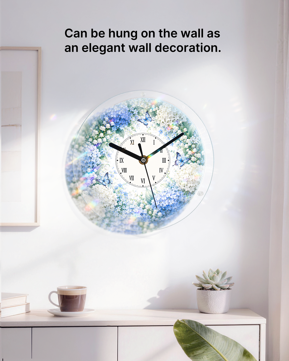 DIY Acrylic Puzzle Clock Kit - Blue Hydrangea Garden