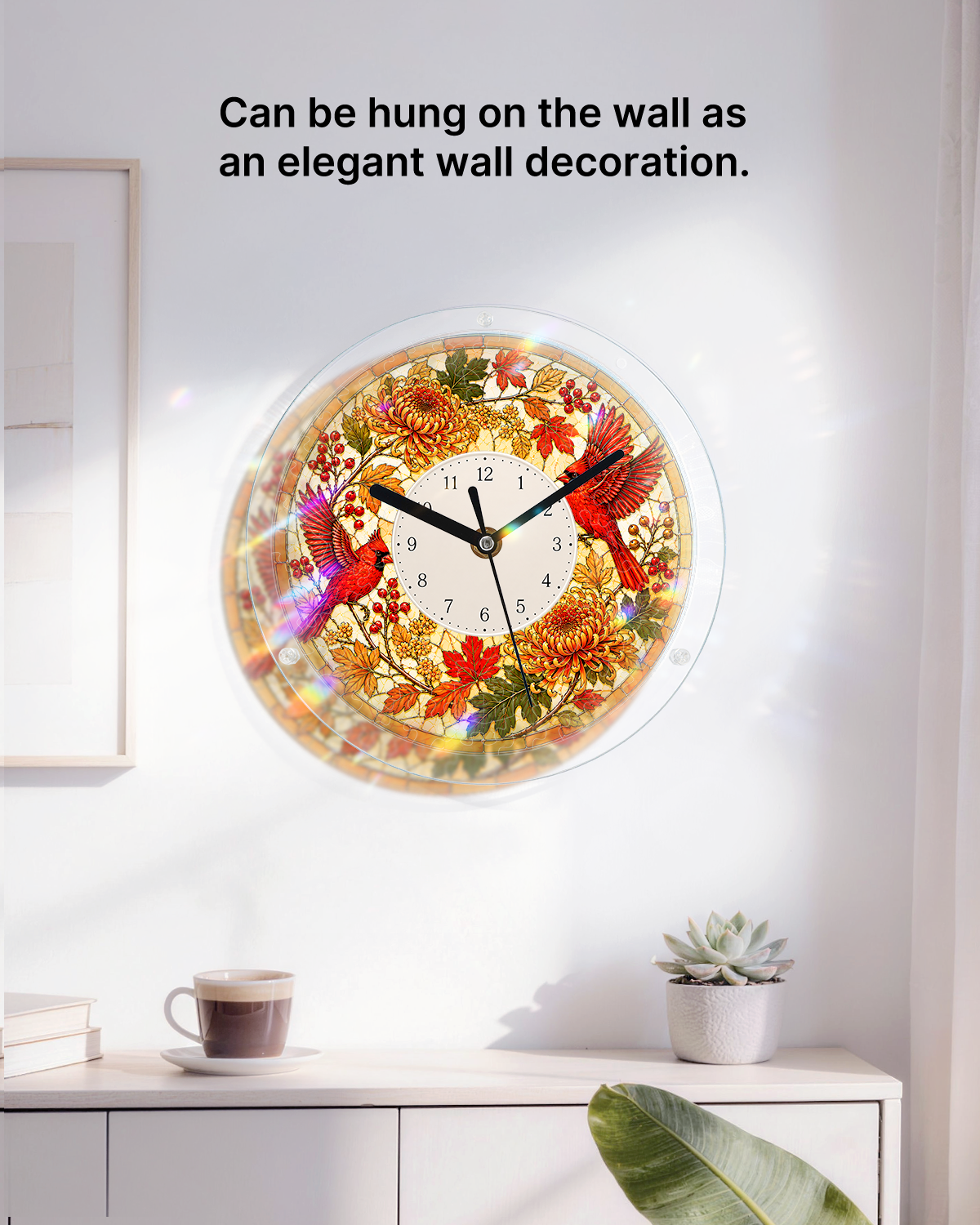 DIY Acrylic Puzzle Clock Kit - Autumn Cardinals Foliage