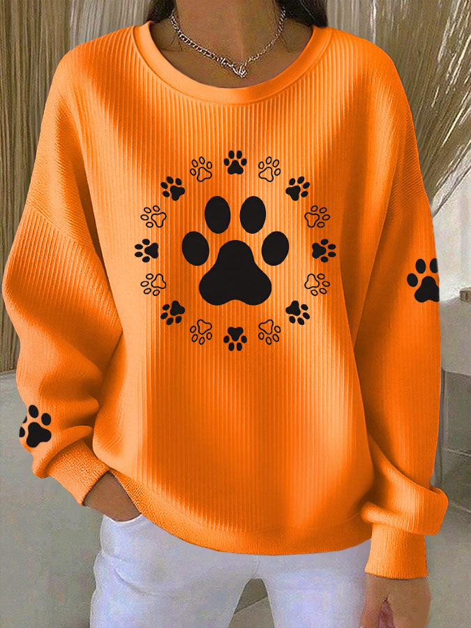 Women's Dog Paw Print Casual Sweatshirt