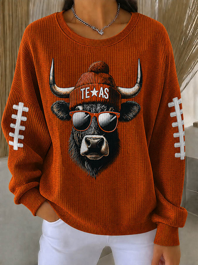 Women'S Football Print Casual Sweatshirt