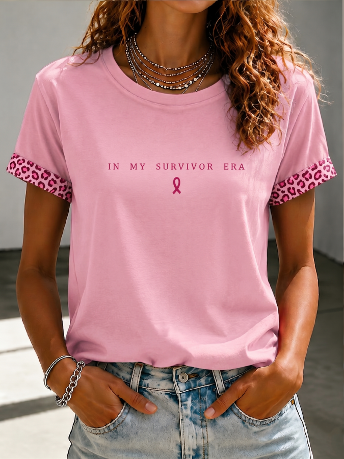 Women'S Breast Cancer Awareness Faith Printed T-Shirt