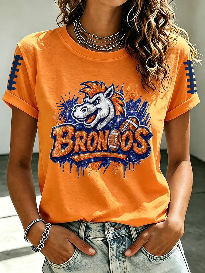 Women'S Casual Football Tie Dye Sports T-Shirt