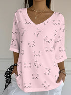 Women'S Cat Printed Casual T-Shirt