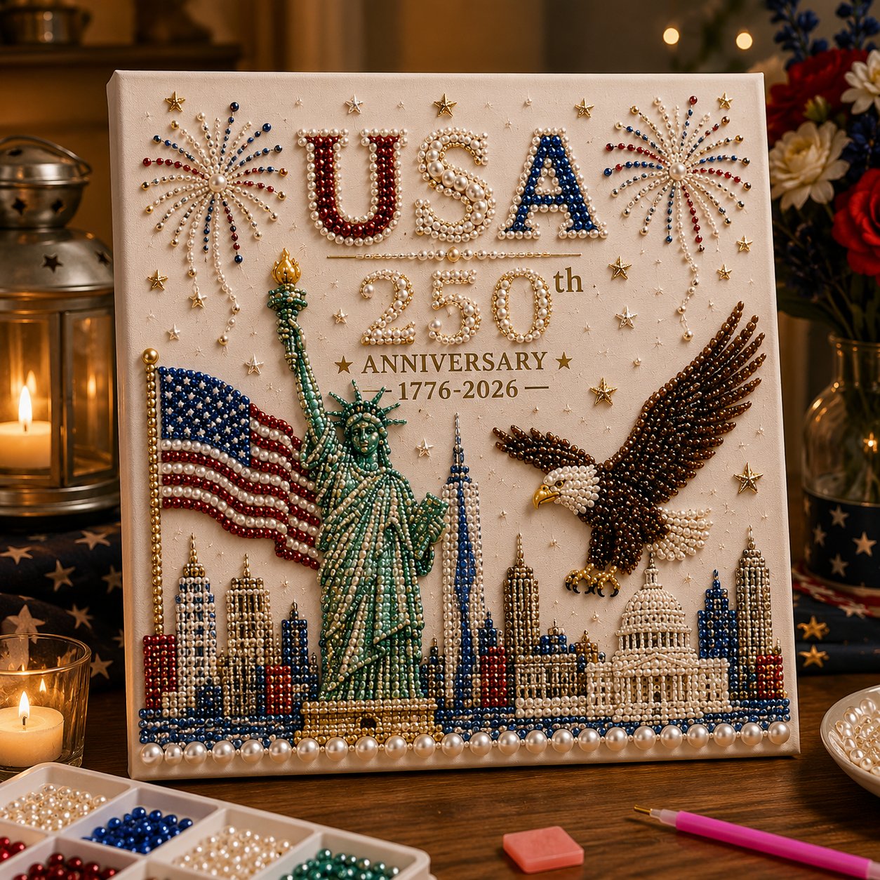 🔥LAST DAY 50% OFF - 🇺🇸 USA 250th Anniversary DIY Pearl Painting Kit ✨❤️‍🔥BUY 2 GET FREE SHIPPING