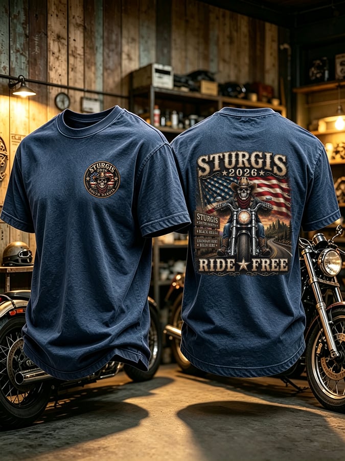 Men's Motorcycle Rally Print Casual T-shirt