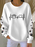 Women's Paw Print Casual Knitted Sweatshirt