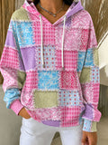 Women'S Breast Cancer Awareness Print Long Sleeve Hooded Sweatshirt