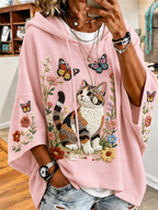 Women's Cat and Flower Hoodie