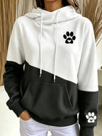 Women'S Heart-Shaped Paw Print Hoodie Sweatshirt